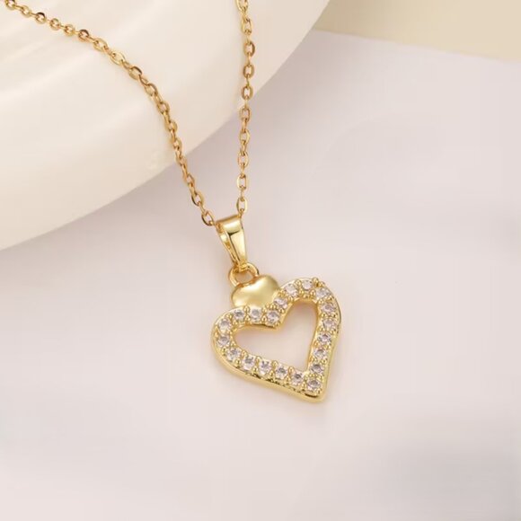 14K Gold Womens 1ct Diamond Heart Pendant Necklace Ladies New 14K Silver  Jewelry